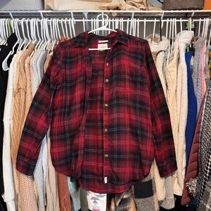 American Eagle Small Plaid Red Flannel Button Down